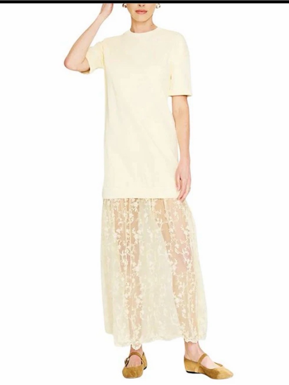 Line & Dot Cream Lace Maxi Dress